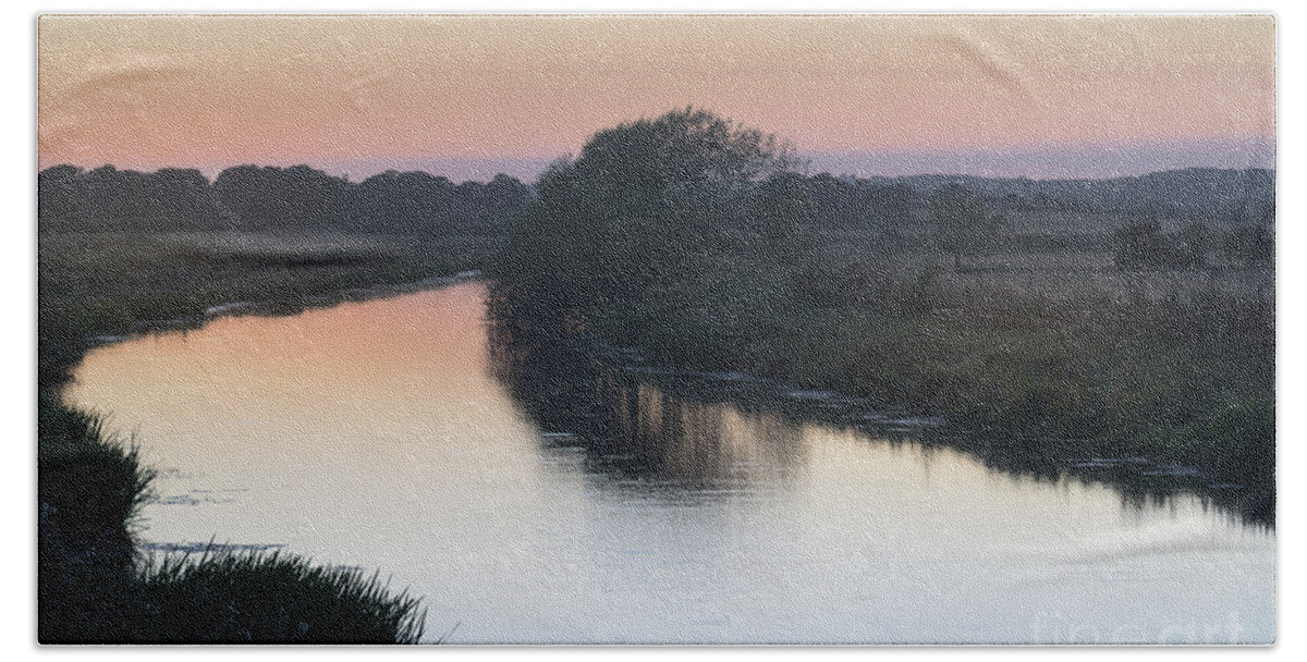 Dusk Bath Towel featuring the photograph Dusk on the River Rother by Perry Rodriguez