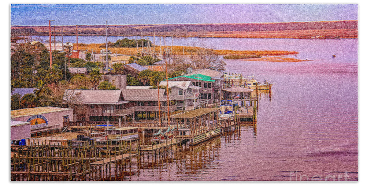 Landscapes Bath Towel featuring the photograph Dust At A Marina by DB Hayes