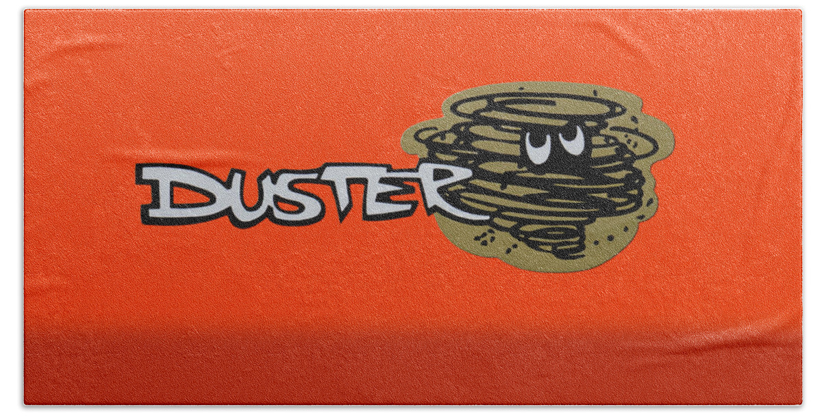 Plymouth Duster Bath Towel featuring the photograph Duster Emblem by Mike McGlothlen