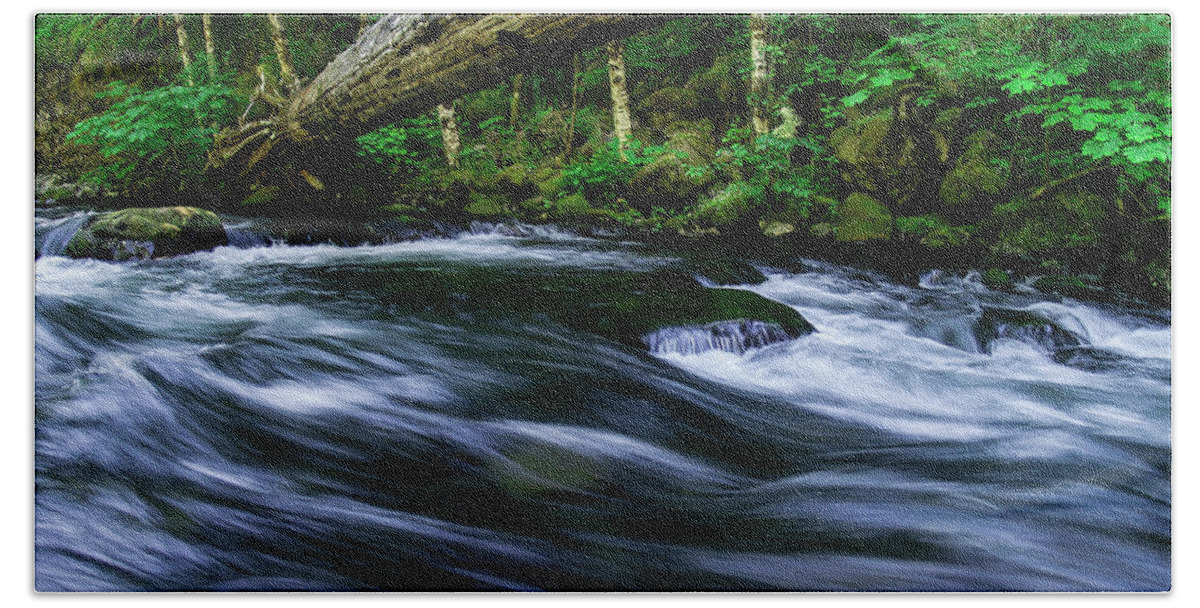 Landscapes Bath Towel featuring the photograph Eagle Creek Rapids by Steven Clark