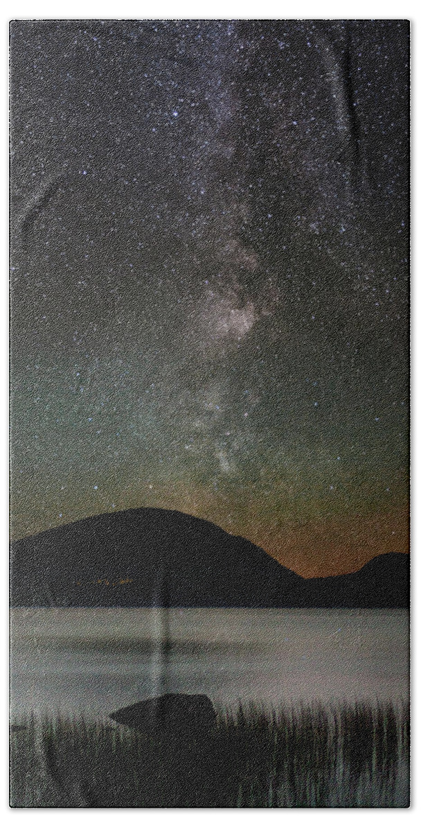 Stars.milkyway Bath Towel featuring the photograph Eagle Lake and the Milky Way by Brent L Ander