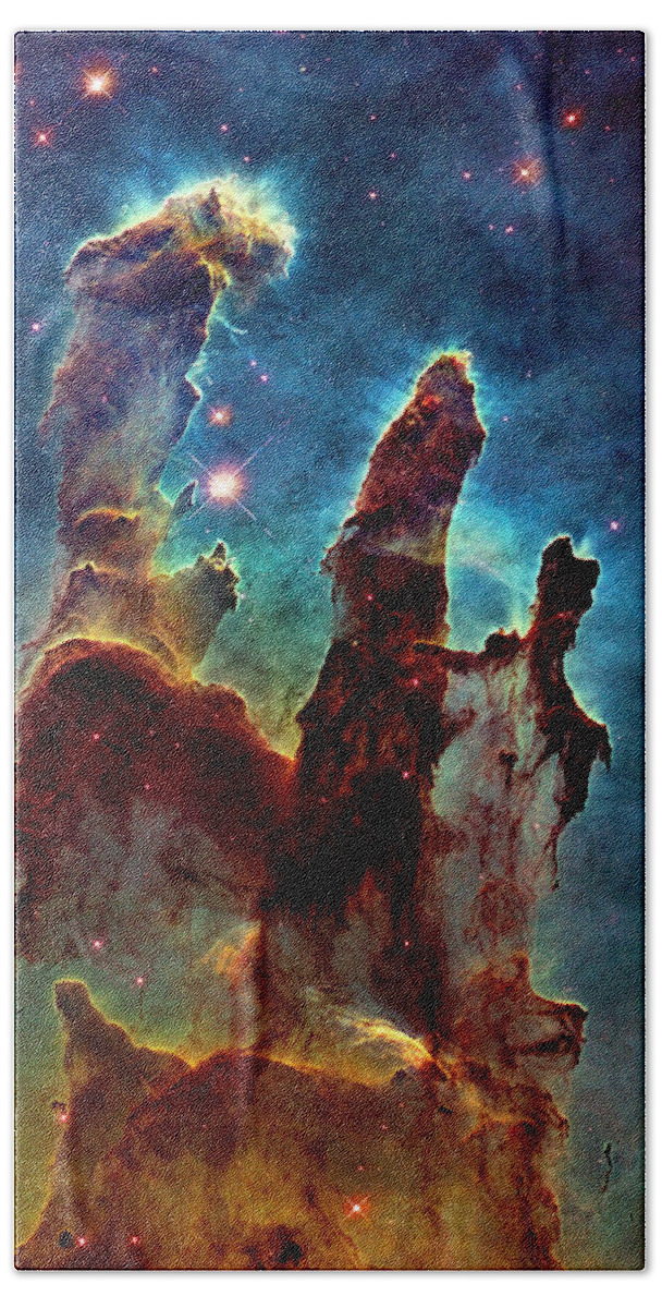 Eagle Nebula Bath Towel featuring the photograph Eagle Nebula Pillars of Creation by Weston Westmoreland