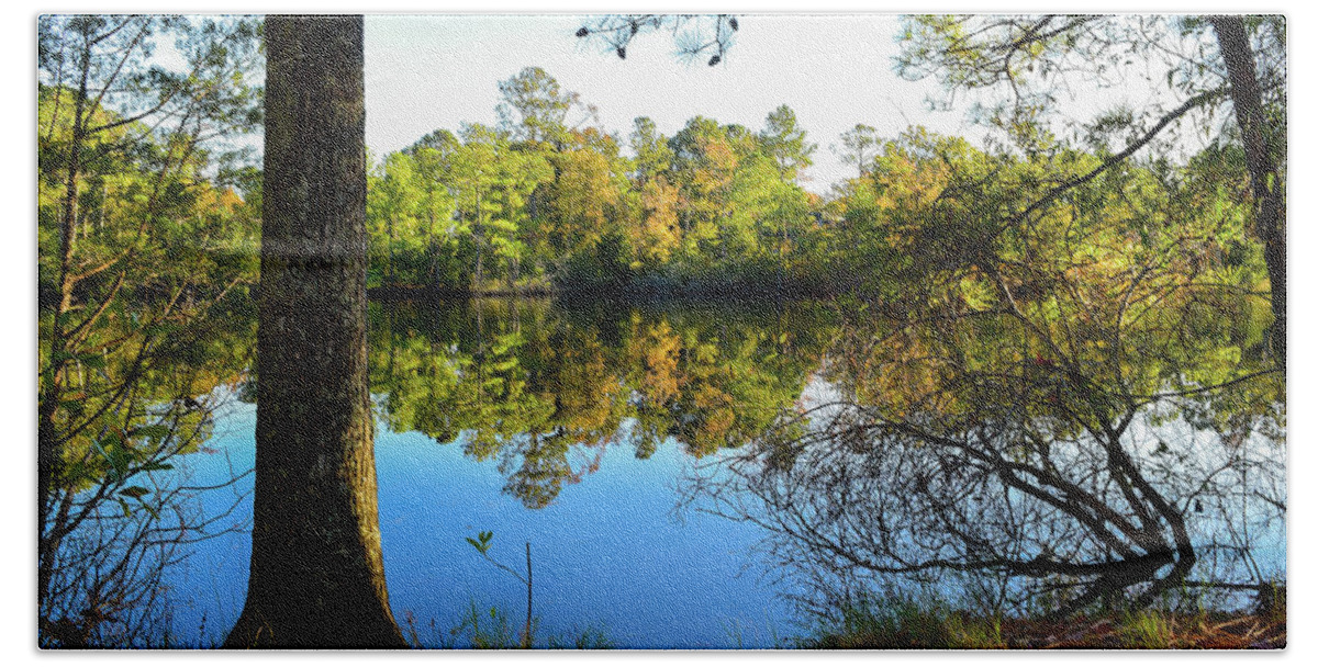 Fall Bath Towel featuring the photograph Early Fall Reflections by Nicole Lloyd