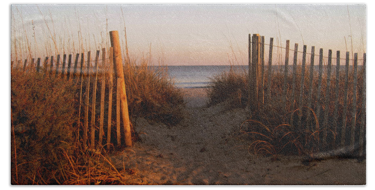 Beach Scene Bath Towel featuring the photograph Early Morning at Myrtle Beach SC by Susanne Van Hulst