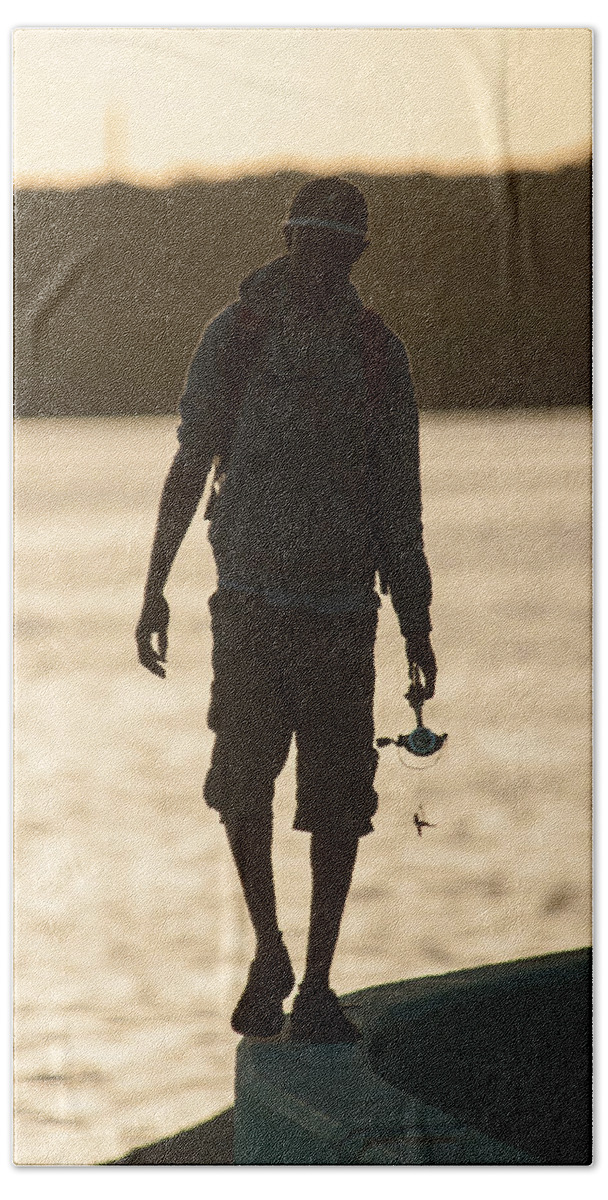 Color Image Hand Towel featuring the photograph Early morning fishing by Brian Green
