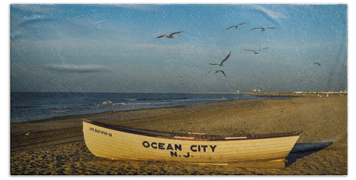 Early Morning Bath Sheet featuring the photograph Early Morning Ocean City NJ by James DeFazio