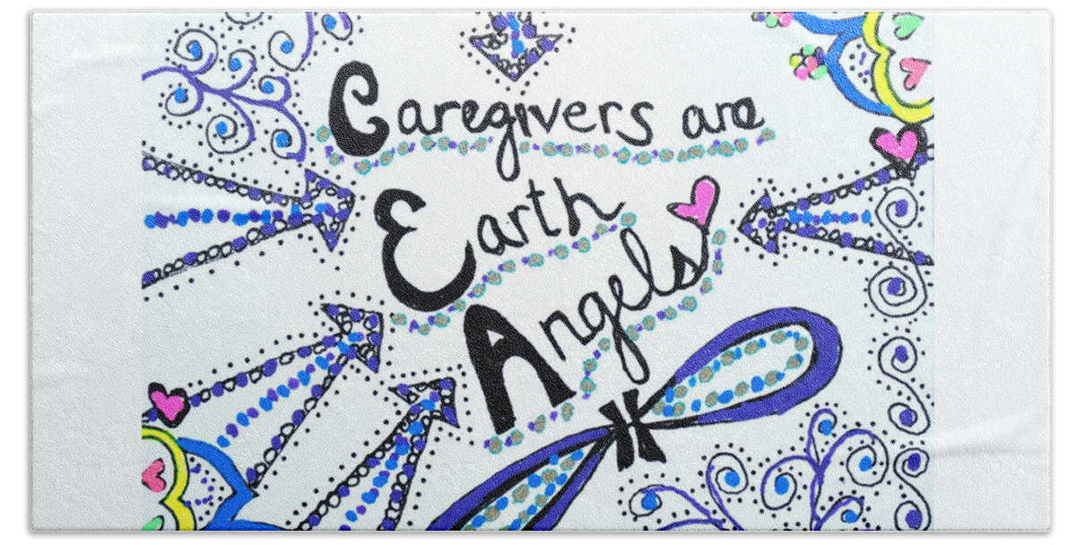 Gelpens Hand Towel featuring the drawing Earth Angel by Carole Brecht