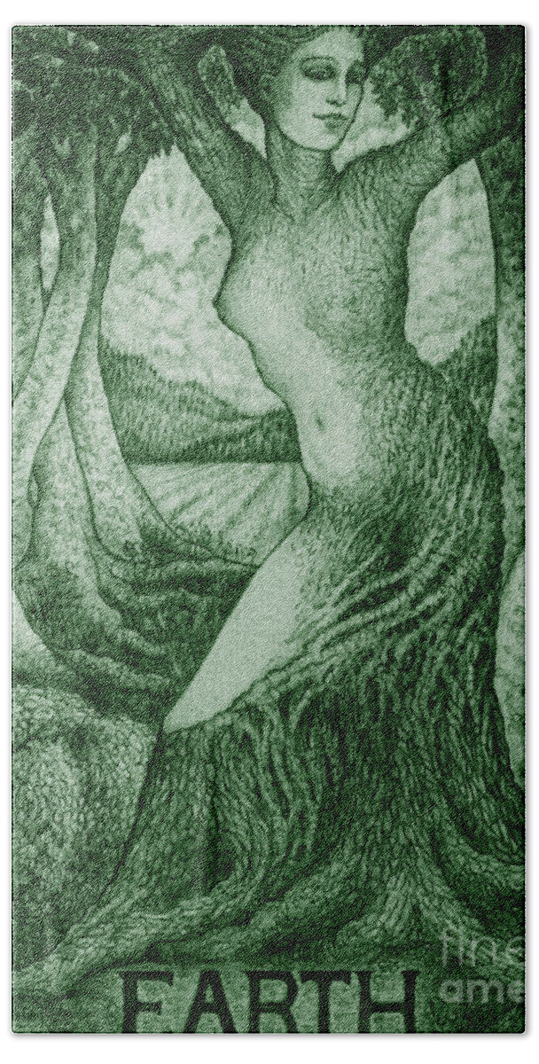 Figurative Bath Towel featuring the drawing Earth by Debra Hitchcock
