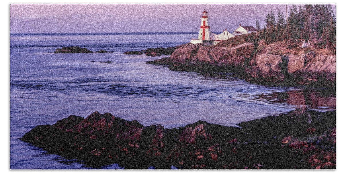 Lighthouse Hand Towel featuring the photograph East Quoddy Head, Canada by Gary Shepard