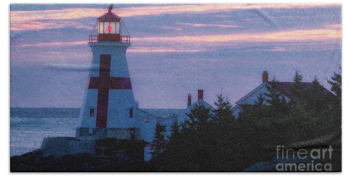 Atlantic Bath Towel featuring the photograph East Quoddy Lighthouse Sunrise by Jerry Fornarotto