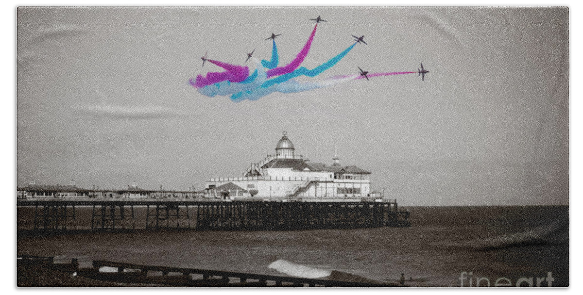 The Red Arrows Bath Towel featuring the digital art Eastbourne Break by Airpower Art