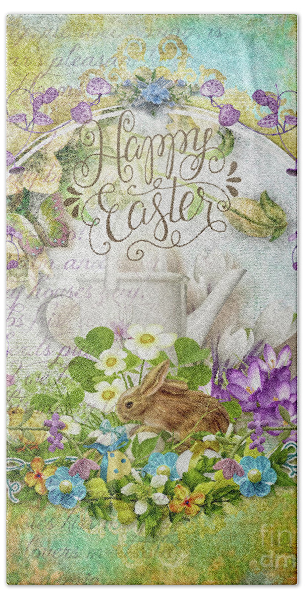 Easter Breakfast Bath Towel featuring the mixed media Easter Breakfast by Mo T