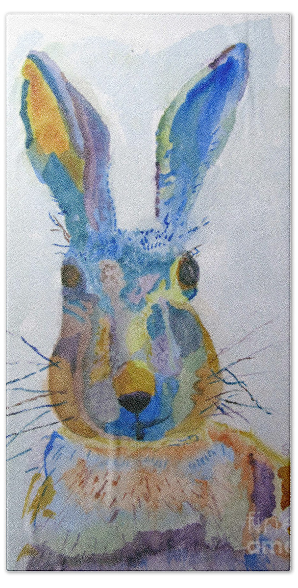 Easter Bath Towel featuring the painting Easter Bunny by Sandy McIntire