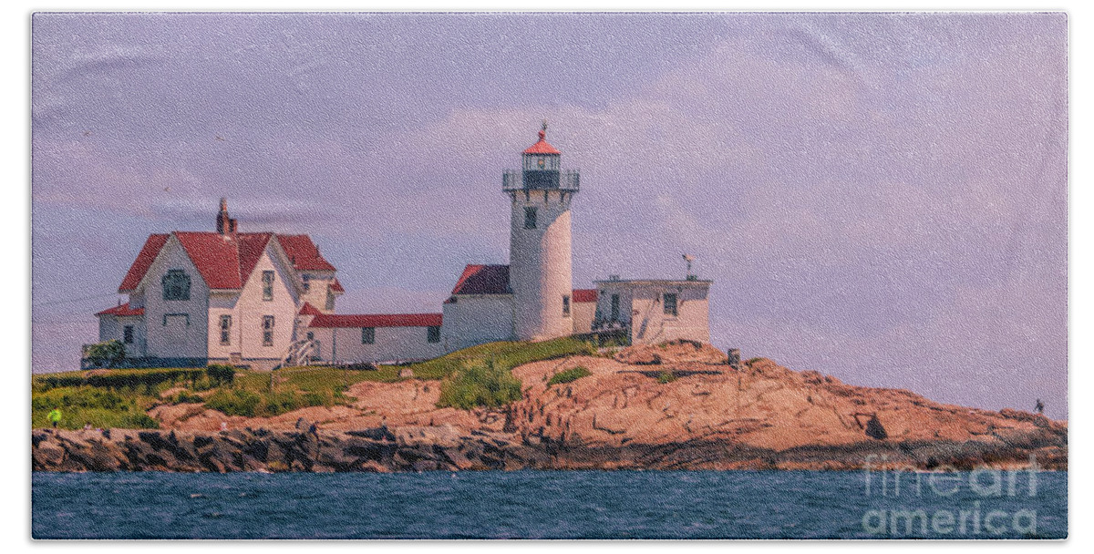 Nautical Bath Towel featuring the photograph Eastern Point Light by Claudia M Photography