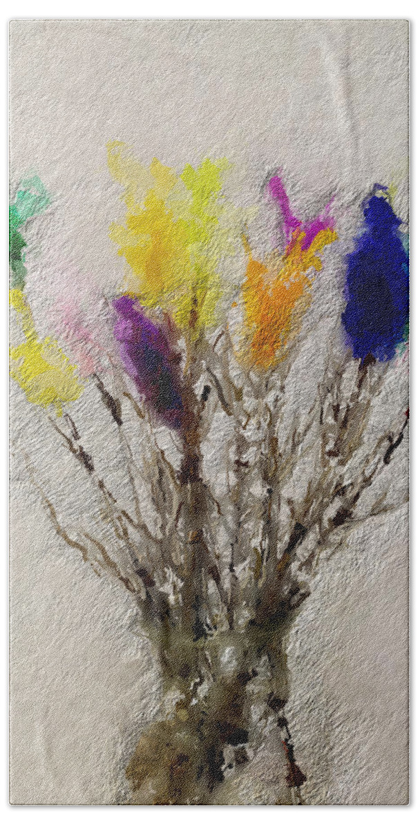 Swedish Hand Towel featuring the painting Easter Tree- Abstract Art by Linda Woods by Linda Woods