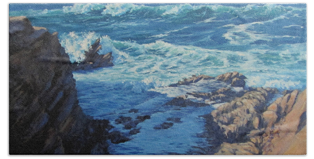 Sea Bath Towel featuring the painting Ebb and Flow by Karen Ilari