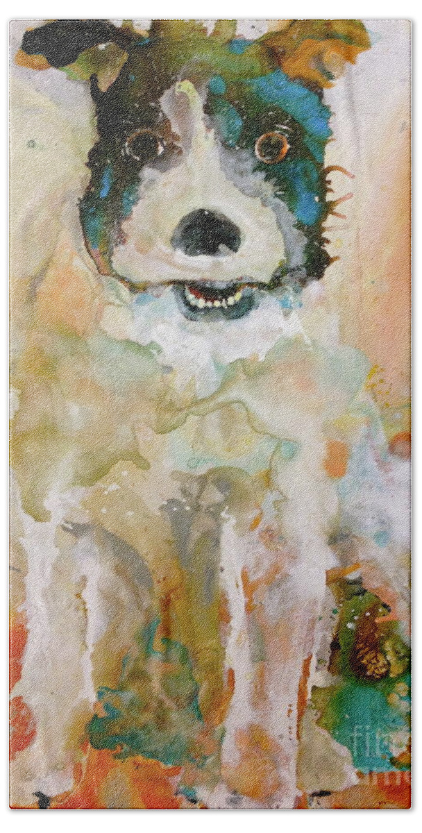 Dog Bath Towel featuring the painting Edinger by Kasha Ritter