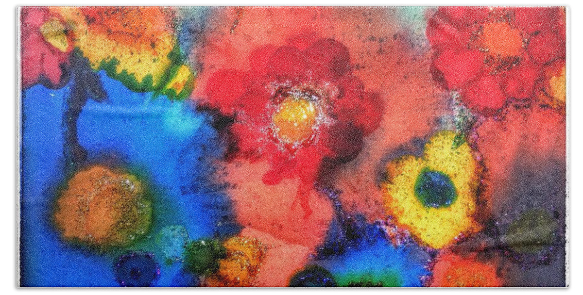 Flowers Hand Towel featuring the painting Efflorescence by Christine Paris