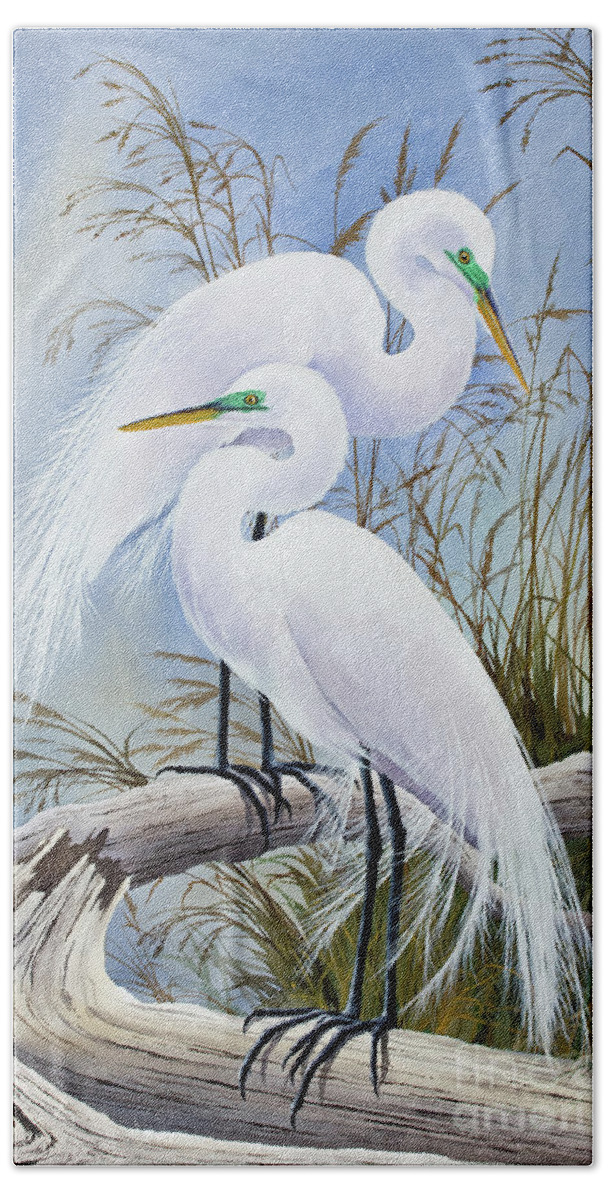 Egrets Hand Towel featuring the painting Egrets Grace by James Williamson