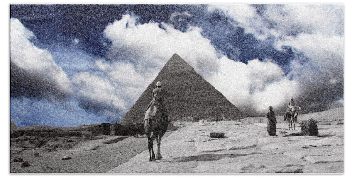 Egypt Bath Towel featuring the photograph Egypt - Clouds Over Pyramid by Munir Alawi