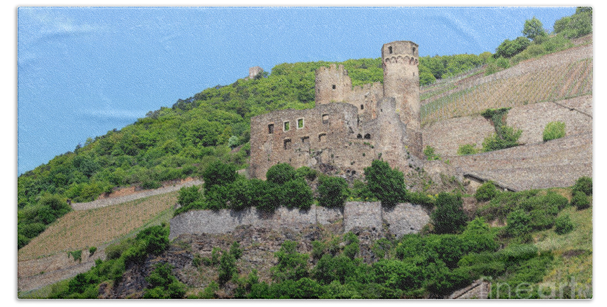 Ehrenfels Castle Hand Towel featuring the photograph Ehrenfels Castle Rhine Gorge Germany by Louise Heusinkveld