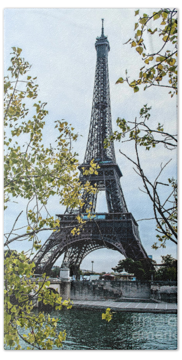 Eiffel Tower Hand Towel featuring the photograph Eiffel on the Quai by PatriZio M Busnel
