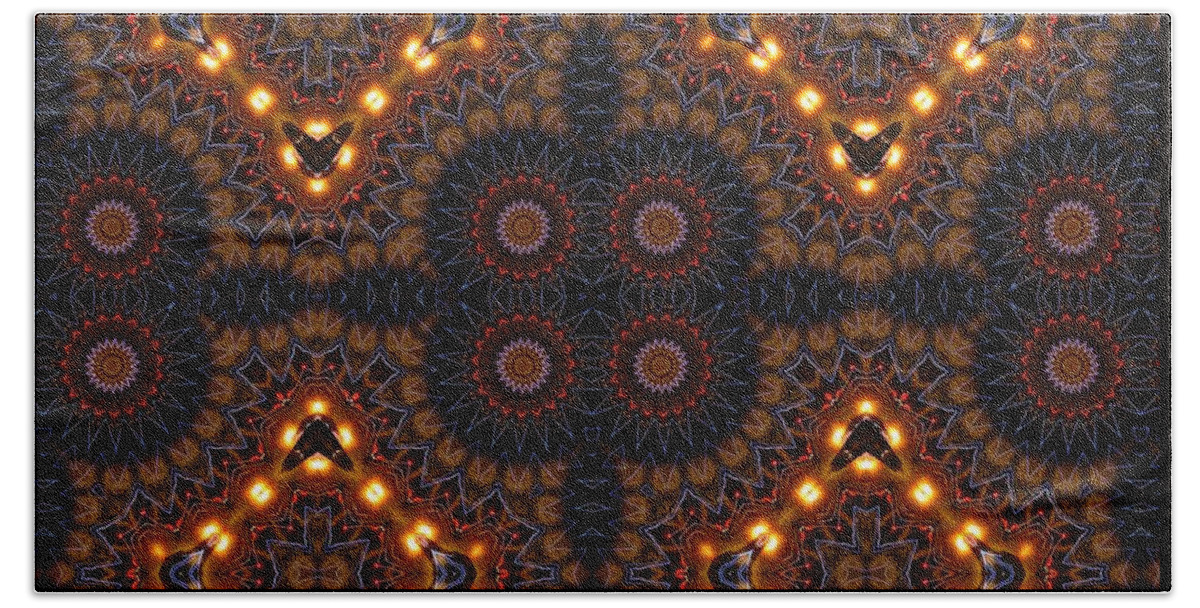 Kaleidoscope Bath Towel featuring the photograph Electric Blue Midway by M E Cieplinski