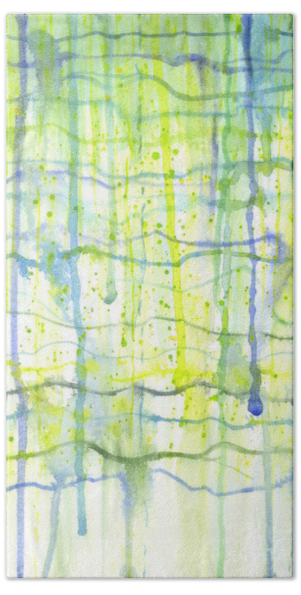 Artoffoxvox Hand Towel featuring the painting Electric Rain Watercolor by Kristen Fox
