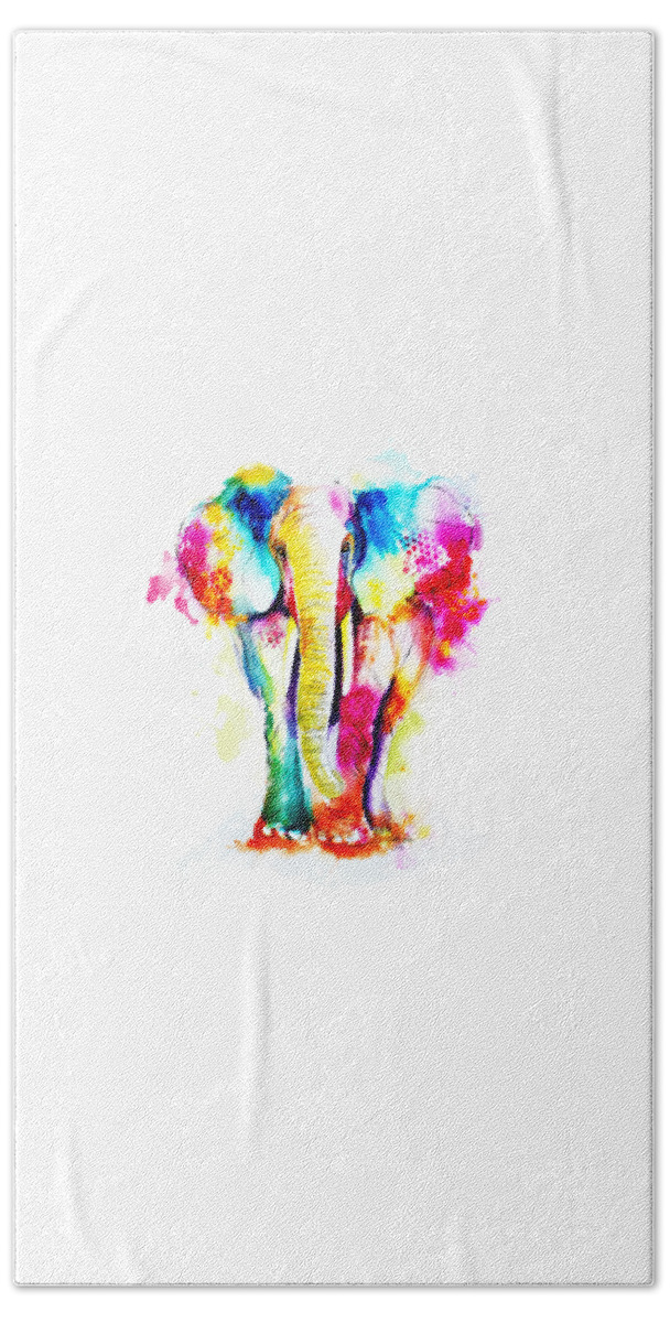 Elephant Bath Towel featuring the painting Elephant by Isabel Salvador