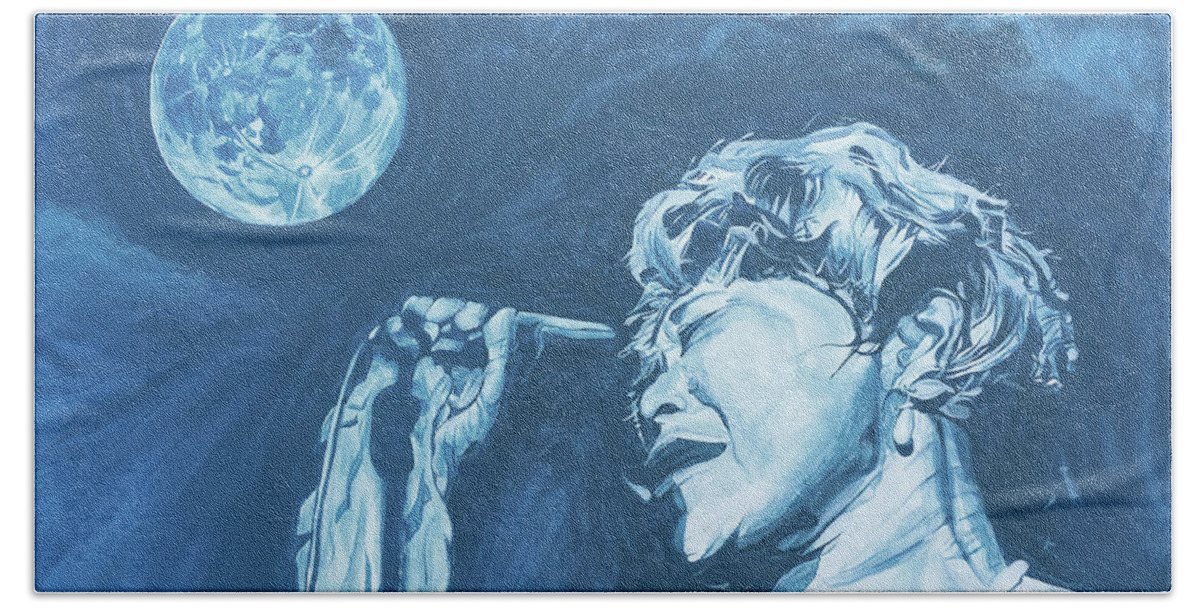 Ella Fitzgerald Hand Towel featuring the painting Ella Singing 'Blue Moon' by Michael Morgan