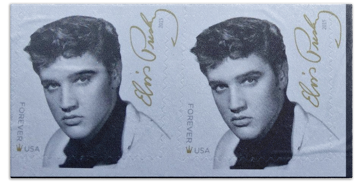 Entertainer Bath Towel featuring the photograph Elvis Stamps by Caroline Stella