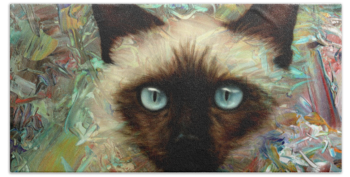 Cat Hand Towel featuring the digital art Emerging Kitten by James W Johnson