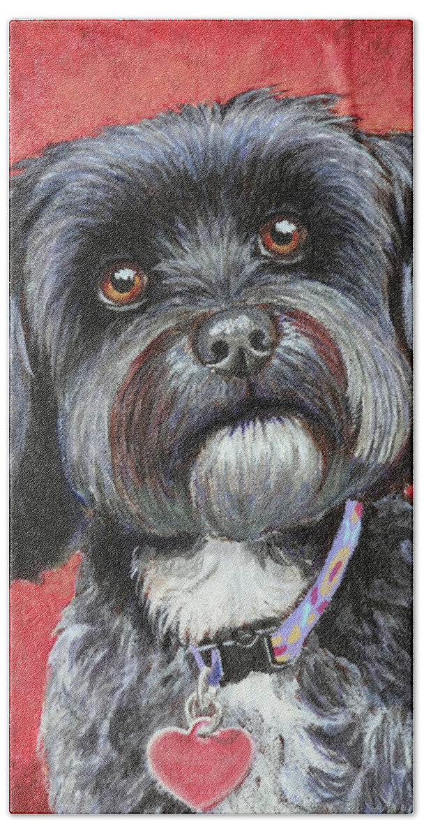 Havanese Portrait Hand Towel featuring the painting Emily by Ande Hall