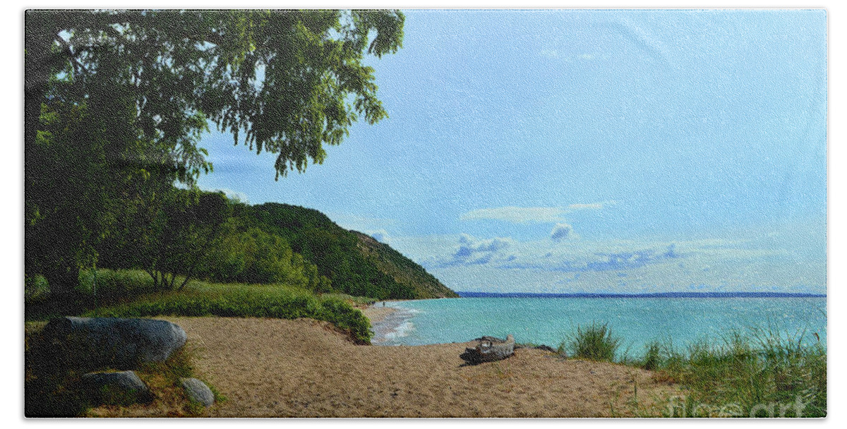 Michigan Hand Towel featuring the photograph Empire Beach and Dunes by Amy Lucid