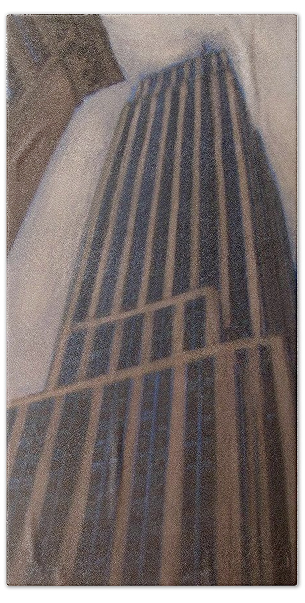 Empire State Building Hand Towel featuring the mixed media Empire State Building 1 by Anita Burgermeister