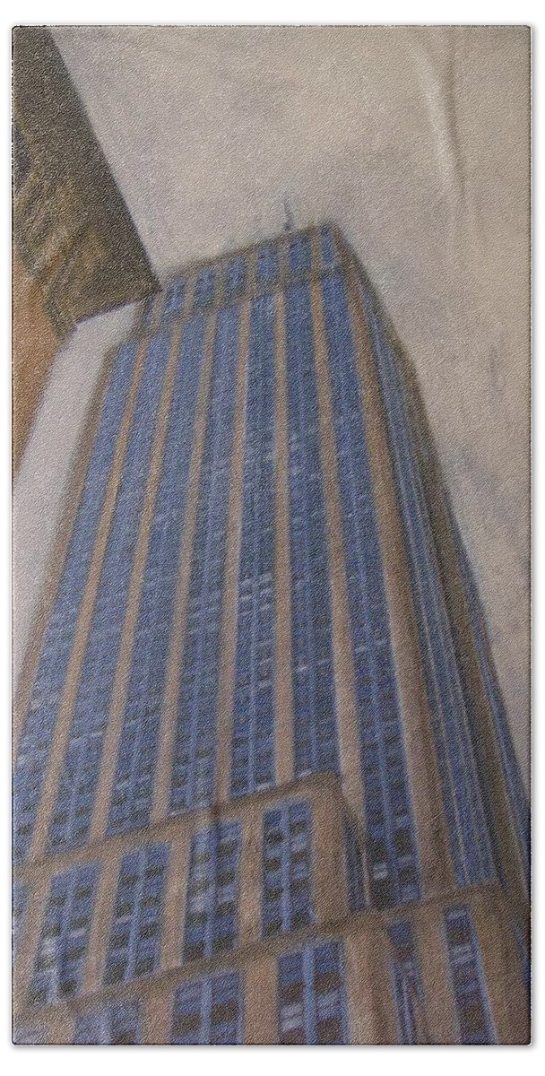Empire State Building Bath Towel featuring the mixed media Empire State Building 2 by Anita Burgermeister