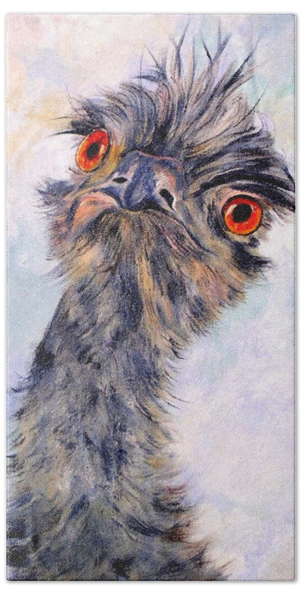 Emu Hand Towel featuring the painting Emu Twister by Ryn Shell