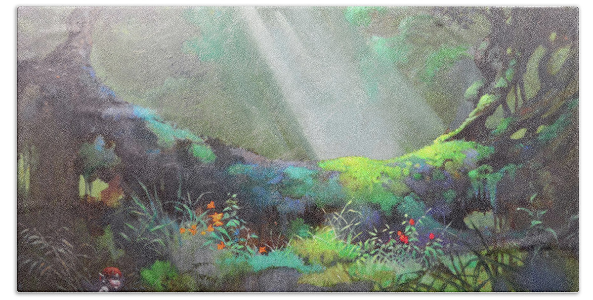 Frank Frazetta Bath Towel featuring the painting Enchanted Forest by Frank Frazetta