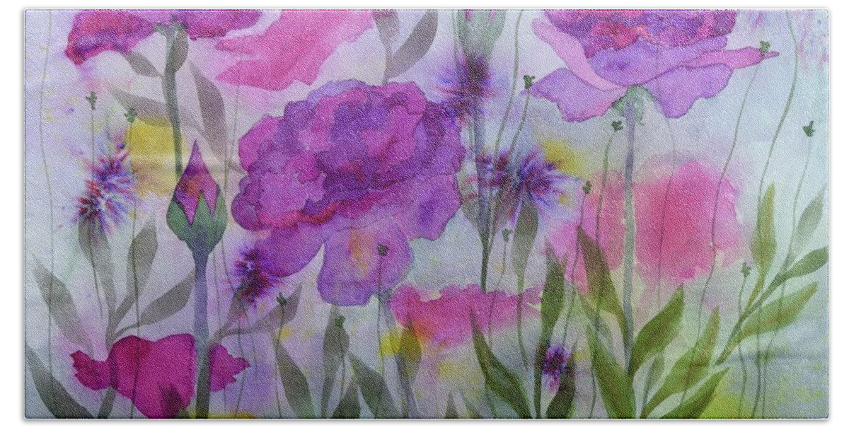  Bath Towel featuring the painting Enchanted Garden by Barrie Stark