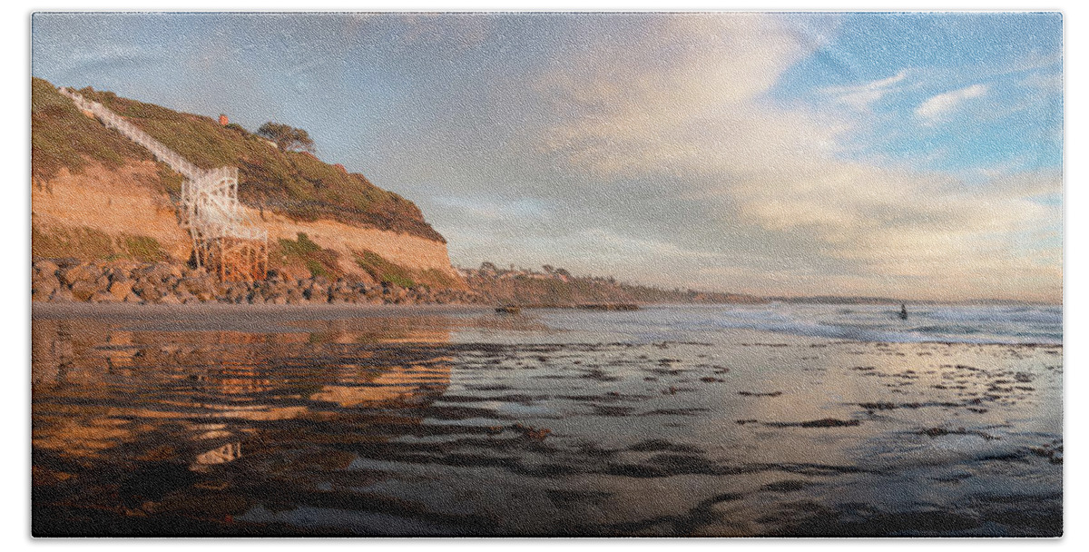 San Diego Hand Towel featuring the photograph Encinitas Cliffs and Sunset by William Dunigan