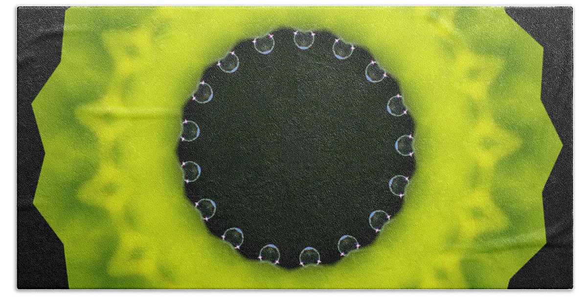 Mandala Hand Towel featuring the digital art Encircled Waterlens Dew Drops by Wernher Krutein