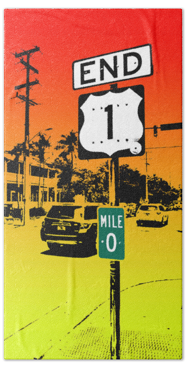 Us 1 Hand Towel featuring the digital art End Of The Road by Timothy Lowry