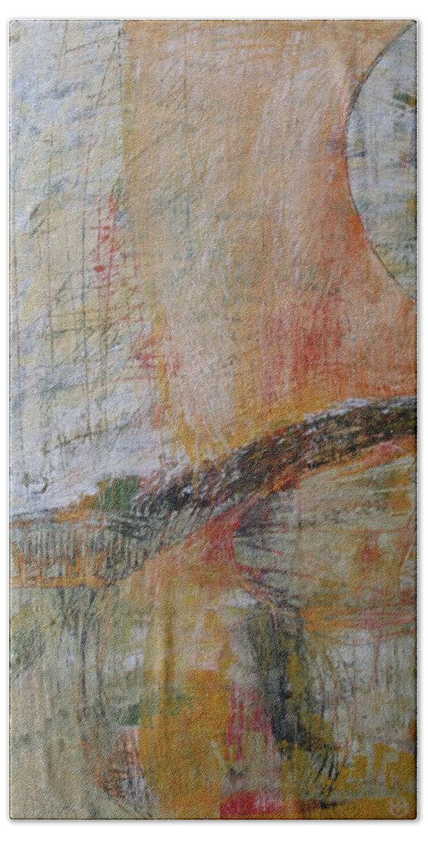 Abstract Bath Towel featuring the painting Energy 1 by Habib Ayat