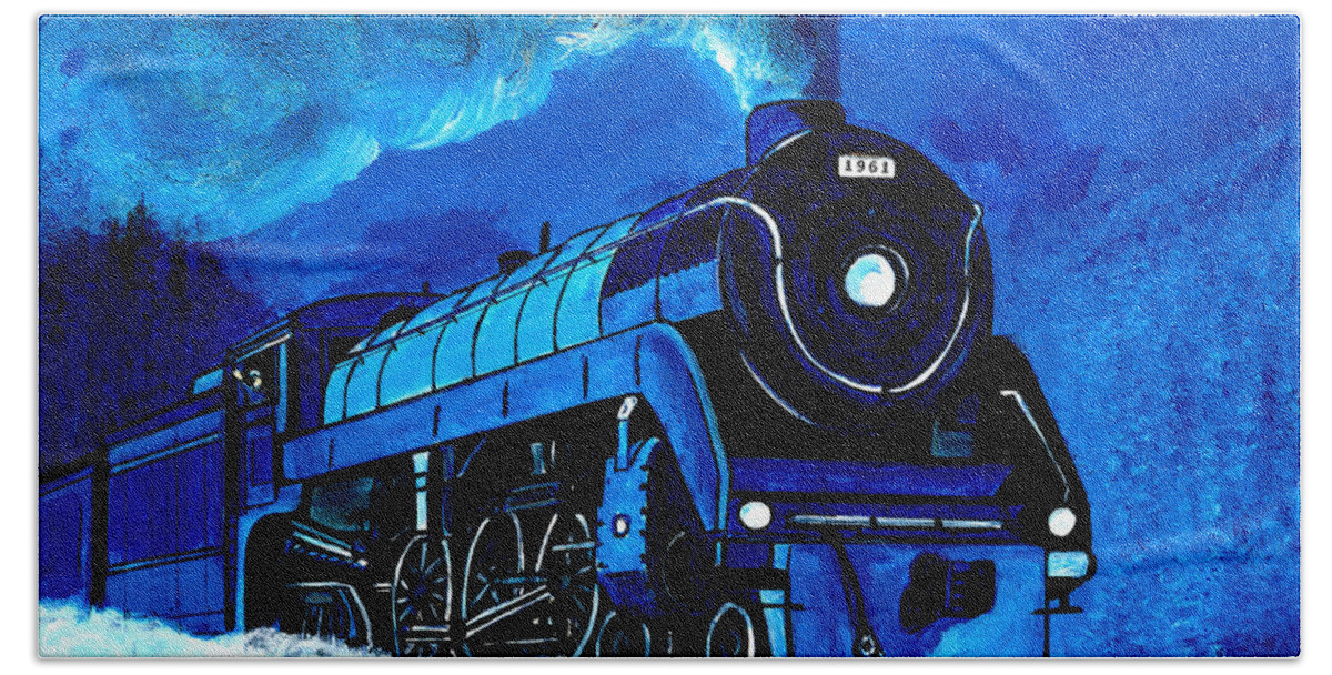 Steam Engines Bath Towel featuring the painting Engine # 1961 by Pj LockhArt