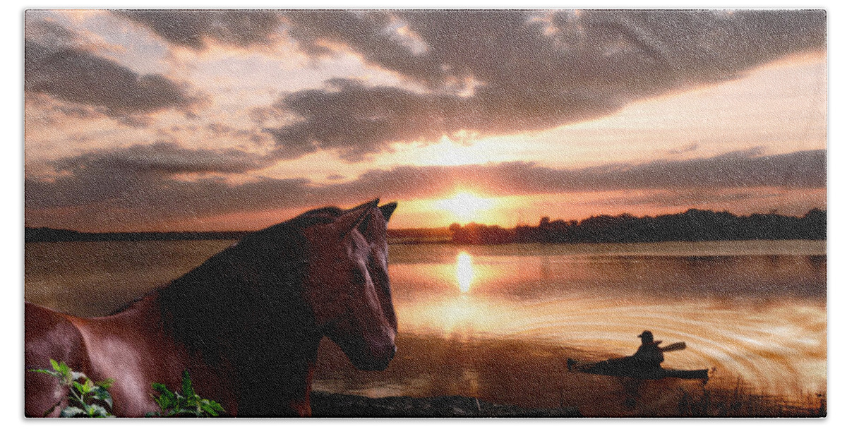 Horse Bath Towel featuring the photograph Enjoying the Sunset by Michele A Loftus