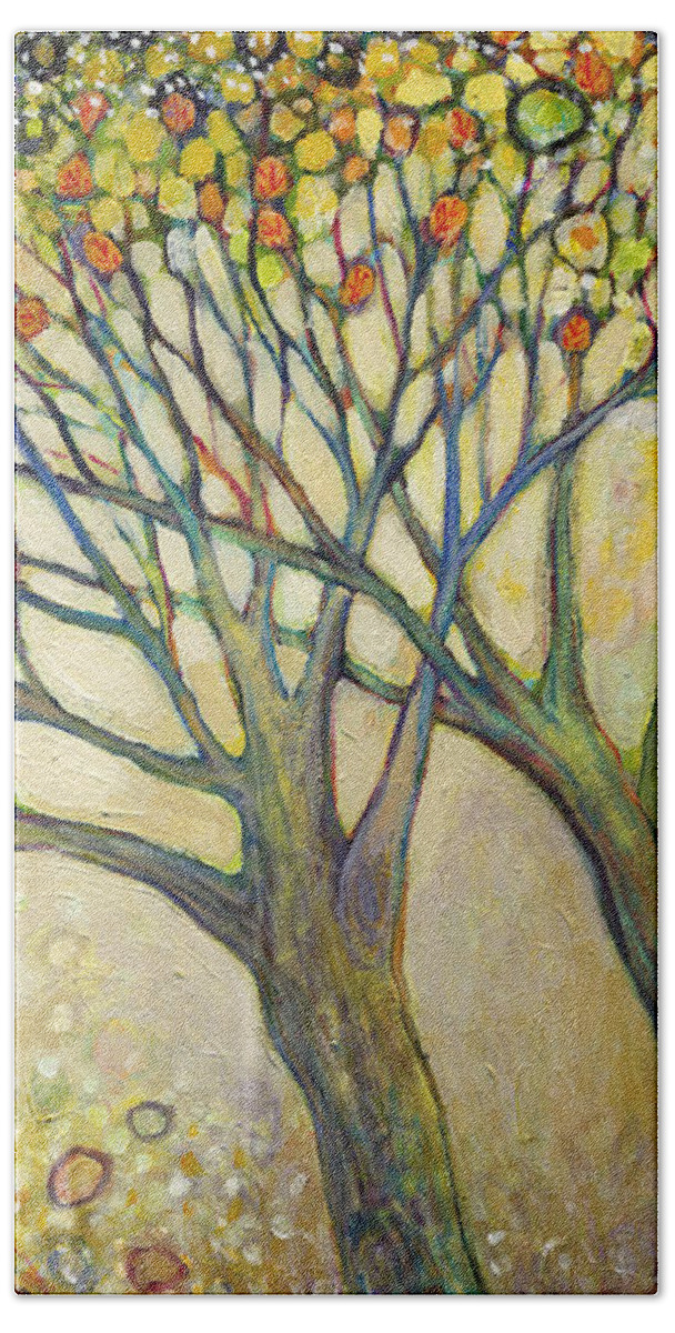 Tree Hand Towel featuring the painting Entwined No 2 by Jennifer Lommers