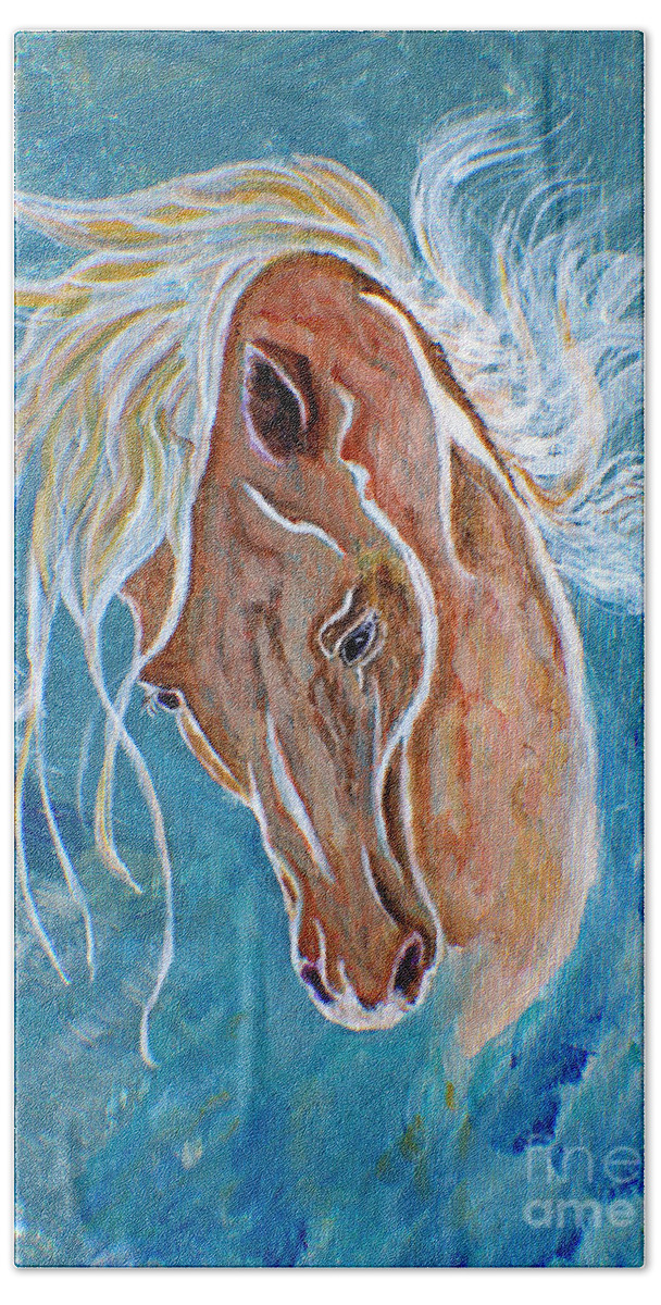 Horse Original Painting Hand Towel featuring the painting Equestrian Dreams by Ella Kaye Dickey