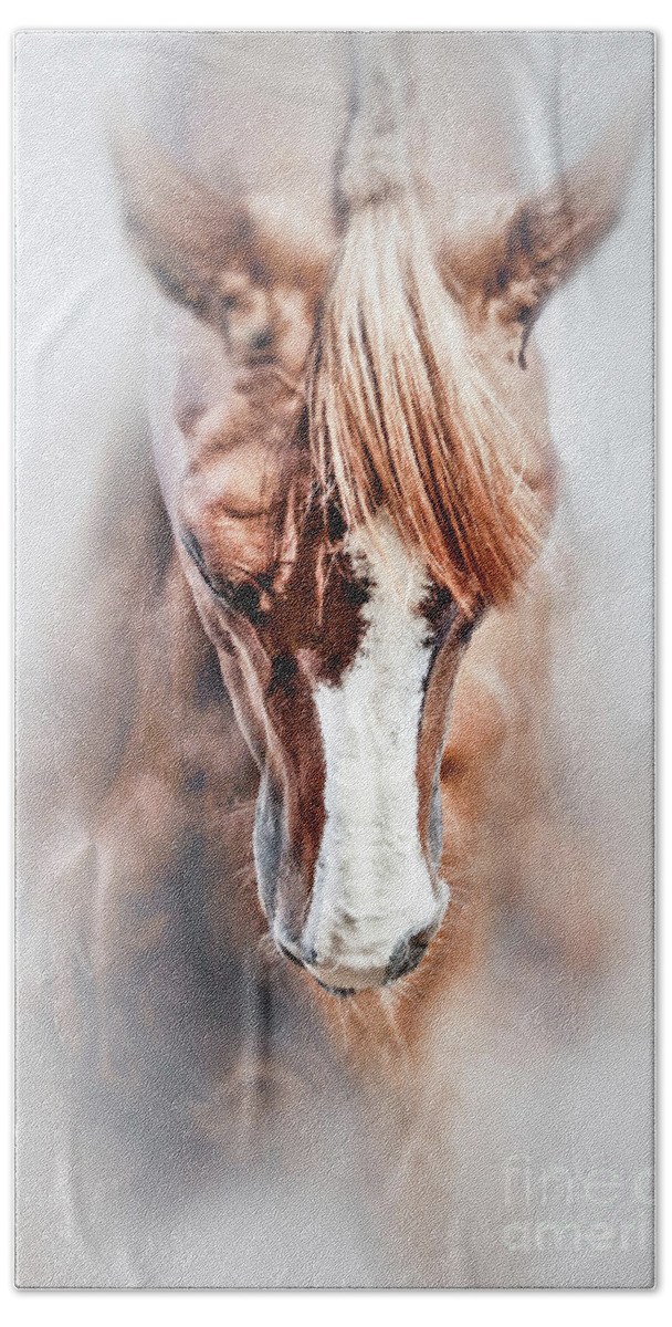 Horse Bath Towel featuring the photograph Equine portrait Beautiful thoroughbred horse head by Dimitar Hristov