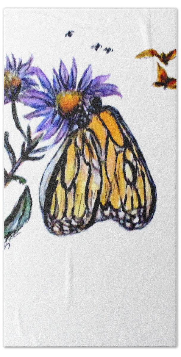 Butterflies Hand Towel featuring the painting Erika's Butterfly One by Clyde J Kell