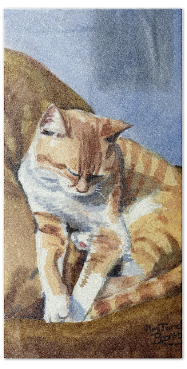 Cat Bath Towel featuring the painting Ernesto by Mimi Boothby